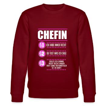 Chefin Chef Vorgesetzte Geschenk - Stanley/Stella Unisex Bio-Sweatshirt CHANGER  - Burgunderrot - Vorne - Nik (191cm) & Marisol (170cm)