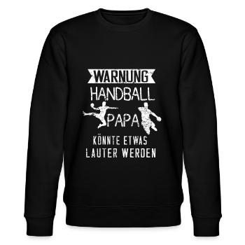 Handball Papa Handballer Handballspieler Geschenk - Stanley/Stella Unisex Bio-Sweatshirt CHANGER  - Schwarz - Vorne - Nik (191cm) & Marisol (170cm)