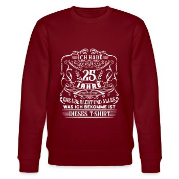 Silberhochzeit Silberne Hochzeit 25 Jahre Geschenk - Stanley/Stella Unisex Bio-Sweatshirt CHANGER  - Burgunderrot - Vorne - Nik (191cm) & Marisol (170cm)