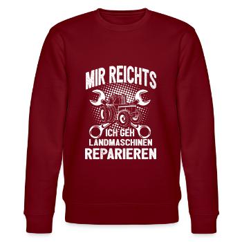 Landmaschinenmechaniker Landmaschinen Traktor - Stanley/Stella Unisex Bio-Sweatshirt CHANGER  - Burgunderrot - Vorne - Nik (191cm) & Marisol (170cm)