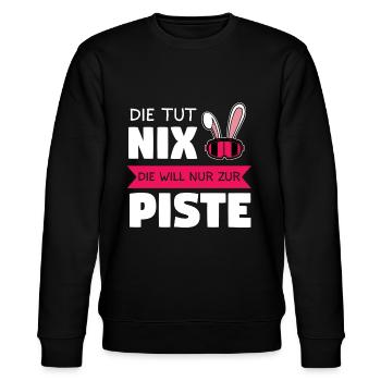 Skihase Piste Skihaserl Geschenk - Stanley/Stella Unisex Bio-Sweatshirt CHANGER  - Schwarz - Vorne - Nik (191cm) & Marisol (170cm)