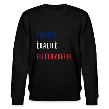 Liberte Egalite Filterkaffee Frankreich Lustig - Stanley/Stella Unisex Bio-Sweatshirt CHANGER  - Schwarz - Vorne - Nik (191cm) & Marisol (170cm)