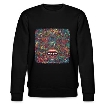Psychedelische Explosion - Surrealistisches Motiv - Stanley/Stella Unisex Bio-Sweatshirt CHANGER  - Schwarz - Vorne - Nik (191cm) & Marisol (170cm)