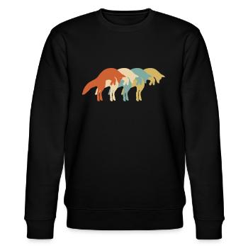 Fuchssprung Retro Fuchs Vintage Füchse - Stanley/Stella Unisex Bio-Sweatshirt CHANGER  - Schwarz - Vorne - Nik (191cm) & Marisol (170cm)