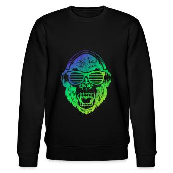 DJ Monkey Affe mit Sonnebrille - Stanley/Stella Unisex Bio-Sweatshirt CHANGER  - Schwarz - Vorne - Nik (191cm) & Marisol (170cm)
