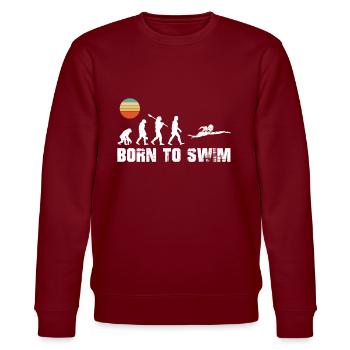 Born to Swim Swimming Evolution Gift Vintage - Stanley/Stella CHANGER Unisex Organic Sweatshirt - burgundy - Front - Nik (191cm) & Marisol (170cm)