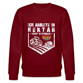 Ich Arbeite In Hektar Landwirt Bauern Vintage - Stanley/Stella Unisex Bio-Sweatshirt CHANGER  - Burgunderrot - Vorne - Nik (191cm) & Marisol (170cm)