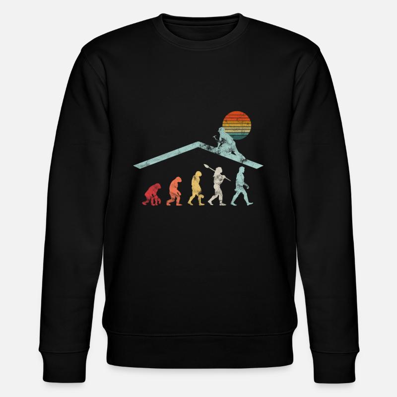 Dachdecker Handwerker Zimmermann Evolution Geschen - Stanley/Stella Unisex Bio-Sweatshirt CHANGER  - Schwarz