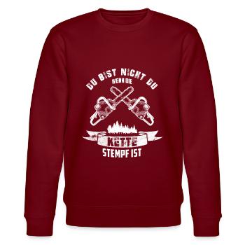 DU BIST NICHT DU WENN DIE KETTE STUMPF IST - Stanley/Stella Unisex Bio-Sweatshirt CHANGER  - Burgunderrot - Vorne - Nik (191cm) & Marisol (170cm)