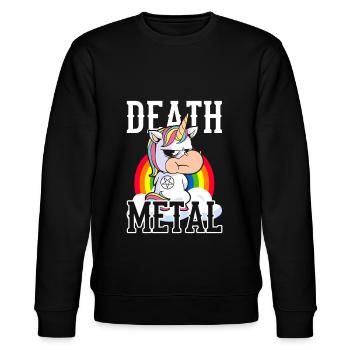 Einhorn Death Metal - Stanley/Stella Unisex Bio-Sweatshirt CHANGER  - Schwarz - Vorne - Nik (191cm) & Marisol (170cm)