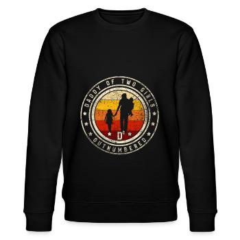 Vater von Mädchen Dad Papa Outnumbered - Stanley/Stella Unisex Bio-Sweatshirt CHANGER  - Schwarz - Vorne - Nik (191cm) & Marisol (170cm)