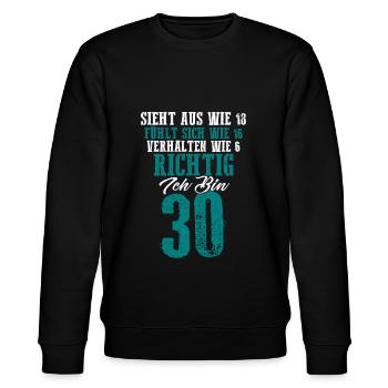 Vintage 30 Jahre Mann 30ter Geschenk 30. Geburtsta - Stanley/Stella Unisex Bio-Sweatshirt CHANGER  - Schwarz - Vorne - Nik (191cm) & Marisol (170cm)