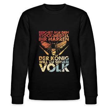 Stockmeissel König Volk Biene Imker Bienenzüchter - Stanley/Stella Unisex Bio-Sweatshirt CHANGER  - Schwarz - Vorne - Nik (191cm) & Marisol (170cm)