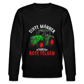 Traktor Landwirt Trecker Echte Männer fahren rote - Stanley/Stella Unisex Bio-Sweatshirt CHANGER  - Schwarz - Vorne - Nik (191cm) & Marisol (170cm)