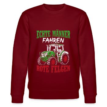 Traktor Landwirt Trecker Echte Männer Spruch Trakt - Stanley/Stella Unisex Bio-Sweatshirt CHANGER  - Burgunderrot - Vorne - Nik (191cm) & Marisol (170cm)