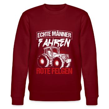 Traktor Landwirt Trecker Echte Männer Spruch Landw - Stanley/Stella Unisex Bio-Sweatshirt CHANGER  - Burgunderrot - Vorne - Nik (191cm) & Marisol (170cm)