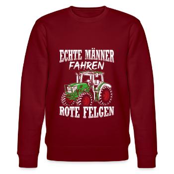 Traktor Landwirt Trecker Echte Männer Geschenk für - Stanley/Stella Unisex Bio-Sweatshirt CHANGER  - Burgunderrot - Vorne - Nik (191cm) & Marisol (170cm)