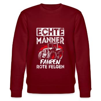 Traktor Landwirt Trecker Echte Männer Spruch Landw - Stanley/Stella Unisex Bio-Sweatshirt CHANGER  - Burgunderrot - Vorne - Nik (191cm) & Marisol (170cm)