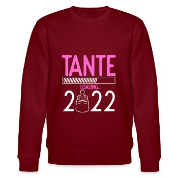 Tante Loading 2022 Babyankündigung Geburt Schwange - Stanley/Stella Unisex Bio-Sweatshirt CHANGER  - Burgunderrot - Vorne - Nik (191cm) & Marisol (170cm)