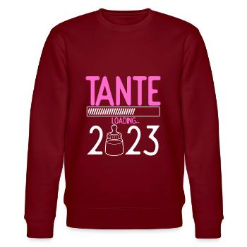Tante Loading 2023 Babyankündigung Geburt Beste Ta - Stanley/Stella Unisex Bio-Sweatshirt CHANGER  - Burgunderrot - Vorne - Nik (191cm) & Marisol (170cm)