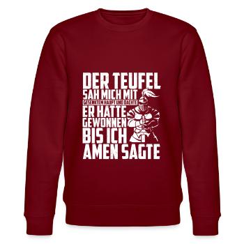 Ritter Tempelritter Kostüm Kreuzritter Mittelalter - Stanley/Stella Unisex Bio-Sweatshirt CHANGER  - Burgunderrot - Vorne - Nik (191cm) & Marisol (170cm)