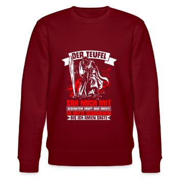 Ritter Tempelritter Kostüm Kreuzritter Mittelalter - Stanley/Stella Unisex Bio-Sweatshirt CHANGER  - Burgunderrot - Vorne - Nik (191cm) & Marisol (170cm)