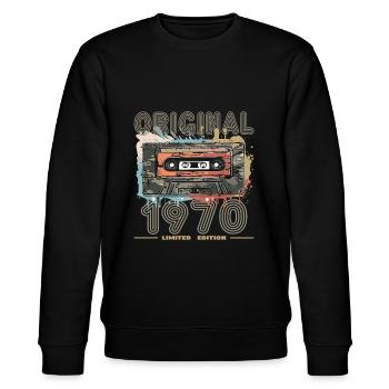 1970 limited retro original kasette - Stanley/Stella Unisex Bio-Sweatshirt CHANGER  - Schwarz - Vorne - Nik (191cm) & Marisol (170cm)