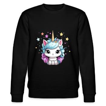 Einhorn magie fantasy mädchen einhornmotiv - Stanley/Stella Unisex Bio-Sweatshirt CHANGER  - Schwarz - Vorne - Nik (191cm) & Marisol (170cm)