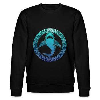 Requin avec des dents de requin à motif grec - Sweat bio CHANGER Stanley/Stella Unisexe - noir - Devant - Nik (191cm) & Marisol (170cm)
