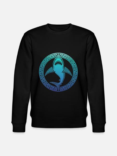 Hai mit griechischen Muster haizähne - Stanley/Stella Unisex Bio-Sweatshirt CHANGER  - Schwarz