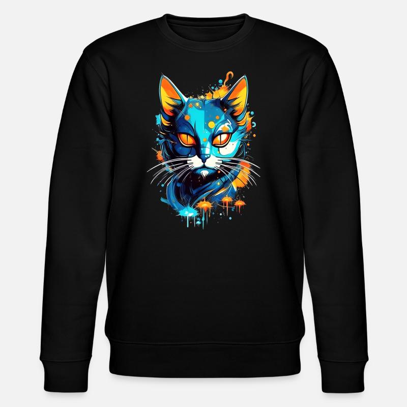 Bunte kosmische Katze - Stanley/Stella Unisex Bio-Sweatshirt CHANGER  - Schwarz