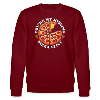 DU BIST MEIN FEHLENDES PIZZASTÜCK - Stanley/Stella Unisex Bio-Sweatshirt CHANGER  - Burgunderrot - Vorne - Nik (191cm) & Marisol (170cm)