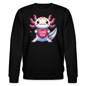 I love you Axolotl - Stanley/Stella CHANGER Unisex Organic Sweatshirt - black - Front - Nik (191cm) & Marisol (170cm)