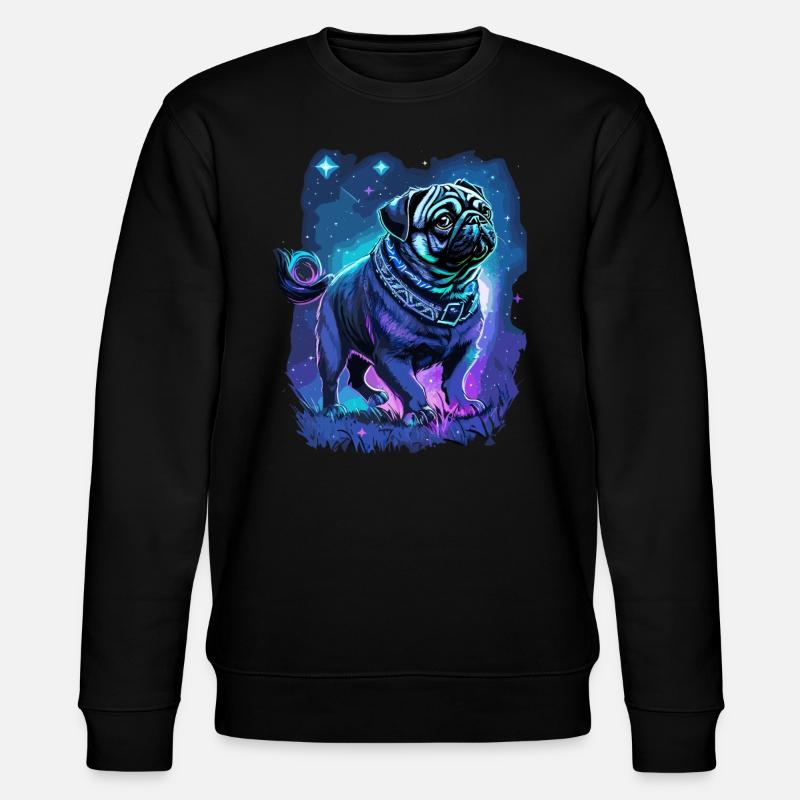 Mops Hund Mitternachtszauber - Stanley/Stella Unisex Bio-Sweatshirt CHANGER  - Schwarz