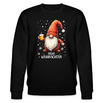 Weihnachts Wichtel Weihnachtsfeier Outfit Lustig - Stanley/Stella Unisex Bio-Sweatshirt CHANGER  - Schwarz - Vorne - Nik (191cm) & Marisol (170cm)