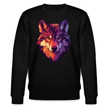 Floral Wolf Vintage Blumen Wolf Gesicht für Wölfe - Stanley/Stella Unisex Bio-Sweatshirt CHANGER  - Schwarz - Vorne - Nik (191cm) & Marisol (170cm)