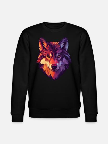Blomster Ulv Vintage blomster Ulv Ansigt til ulve - Stanley/Stella økologisk unisex-sweatshirt CHANGER  - sort