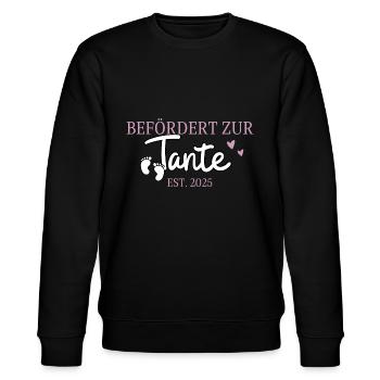 Promoted to Aunt Est. 2025 - Stanley/Stella CHANGER Unisex Organic Sweatshirt - black - Front - Nik (191cm) & Marisol (170cm)