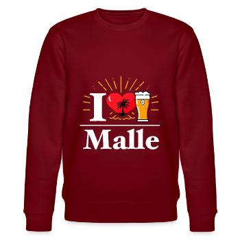 I Love Malle Mallorca Urlaub Bier Alkohol Urlaub - Stanley/Stella Unisex Bio-Sweatshirt CHANGER  - Burgunderrot - Vorne - Nik (191cm) & Marisol (170cm)