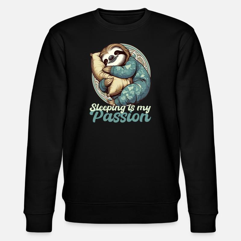 Sloth Sleeping Passion Gift - Stanley/Stella CHANGER Unisex Organic Sweatshirt - black