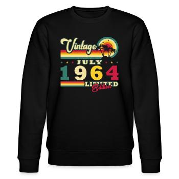 Vintage Juli 1964 Geburtstagsgeschenk Juli 1964 - Stanley/Stella Unisex Bio-Sweatshirt CHANGER  - Schwarz - Vorne - Nik (191cm) & Marisol (170cm)