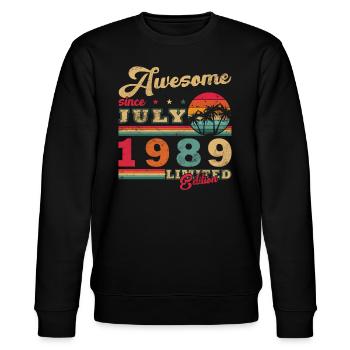 Anniversaire Juillet 1989 Année 1989 Juillet Année 1989 - Sweat bio CHANGER Stanley/Stella Unisexe - noir - Devant - Nik (191cm) & Marisol (170cm)