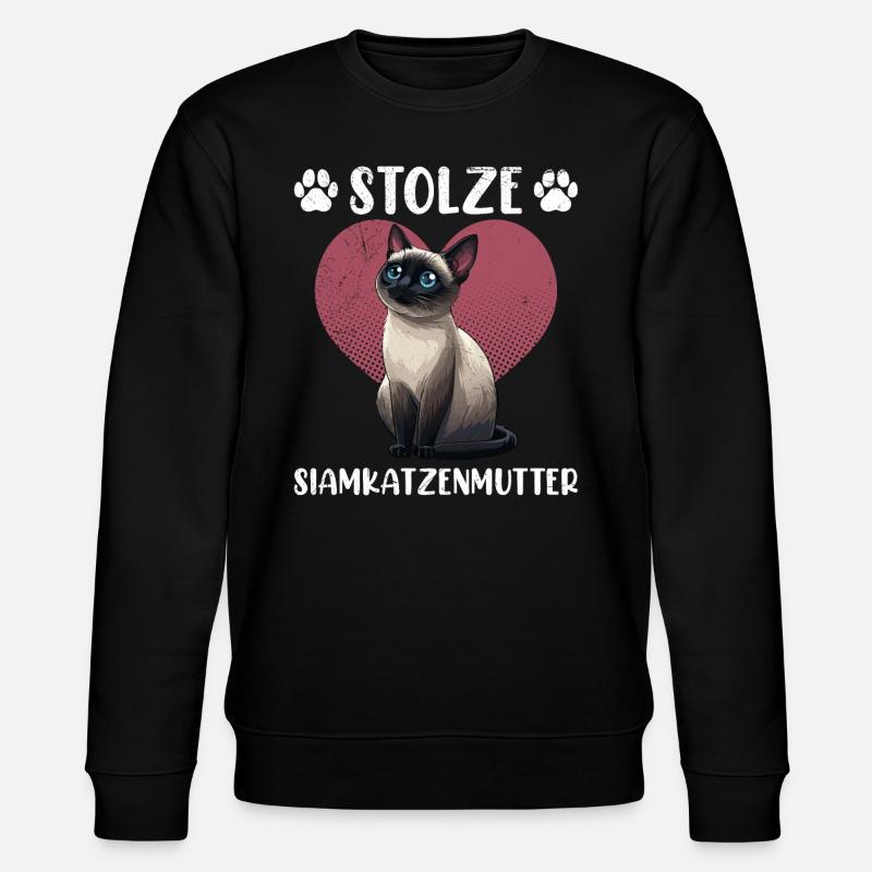 Siamkatzen STOLZE SIAMKATZENMUTTER Siam - Stanley/Stella Unisex Bio-Sweatshirt CHANGER  - Schwarz