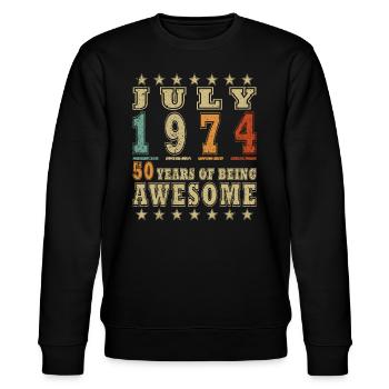 Jahrgang Juli 1974 Geburtstag Juli 1974 - Stanley/Stella Unisex Bio-Sweatshirt CHANGER  - Schwarz - Vorne - Nik (191cm) & Marisol (170cm)