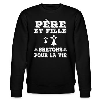 père et fille papa bretagne breton breizh - Sweat bio CHANGER Stanley/Stella Unisexe - noir - Devant - Nik (191cm) & Marisol (170cm)
