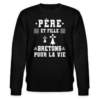 père et fille papa bretagne breton triskel - Sweat bio CHANGER Stanley/Stella Unisexe - noir - Devant - Nik (191cm) & Marisol (170cm)