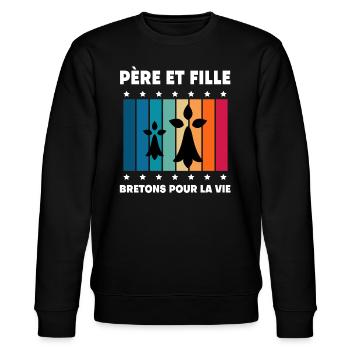 père et fille papa bretagne vintage breton - Sweat bio CHANGER Stanley/Stella Unisexe - noir - Devant - Nik (191cm) & Marisol (170cm)