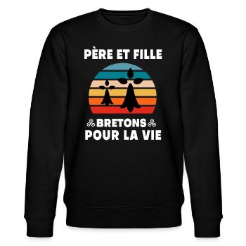 père et fille vintage bretagne papa breton - Sweat bio CHANGER Stanley/Stella Unisexe - noir - Devant - Nik (191cm) & Marisol (170cm)