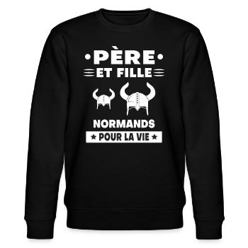 père et fille normand papa viking - Sweat bio CHANGER Stanley/Stella Unisexe - noir - Devant - Nik (191cm) & Marisol (170cm)