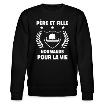 Father and daughter Norman Dad Normandy - Stanley/Stella CHANGER Unisex Organic Sweatshirt - black - Front - Nik (191cm) & Marisol (170cm)